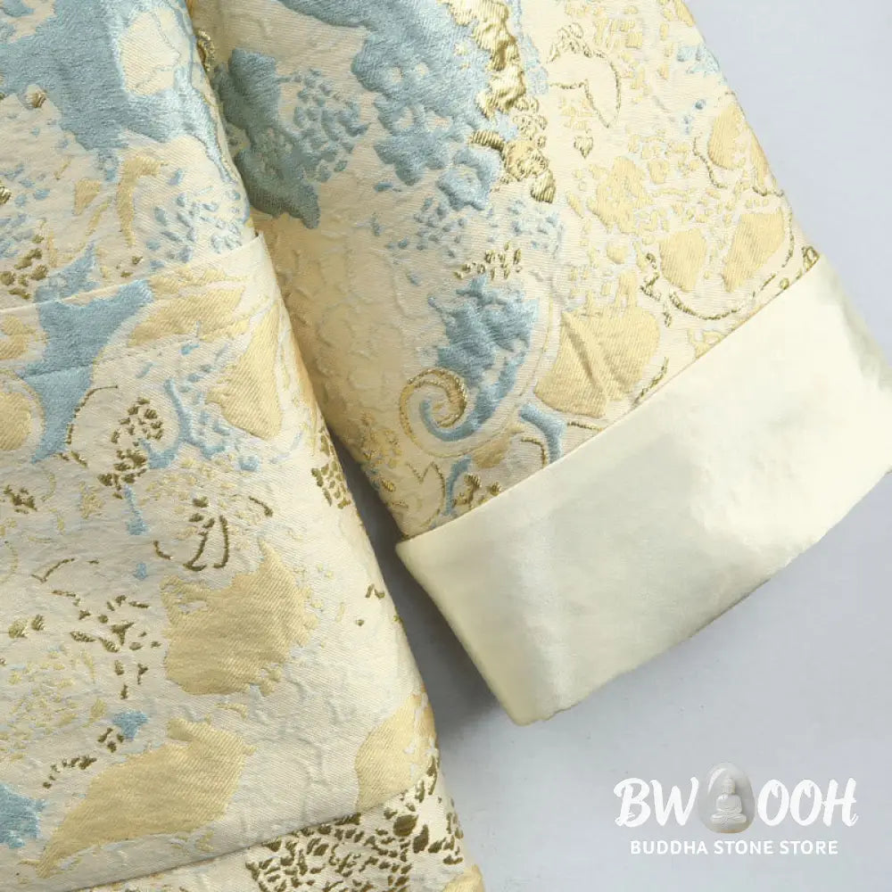 Buddha Stones Chinese New Year Jacquard Embroidery Frog-button Tang Suit Men’s Jacket Shirt With Pockets - Men’s Jacket