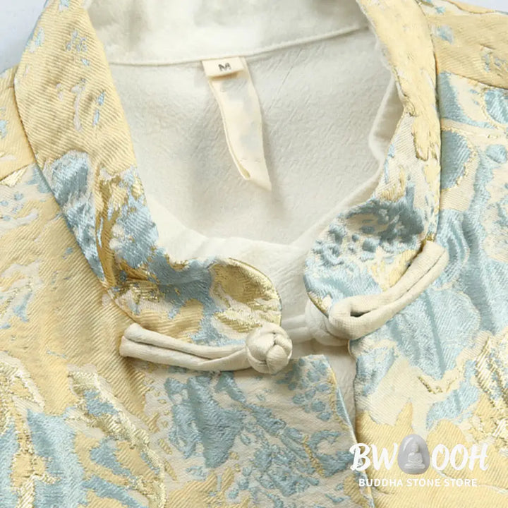 Buddha Stones Chinese New Year Jacquard Embroidery Frog-button Tang Suit Men’s Jacket Shirt With Pockets - Men’s Jacket
