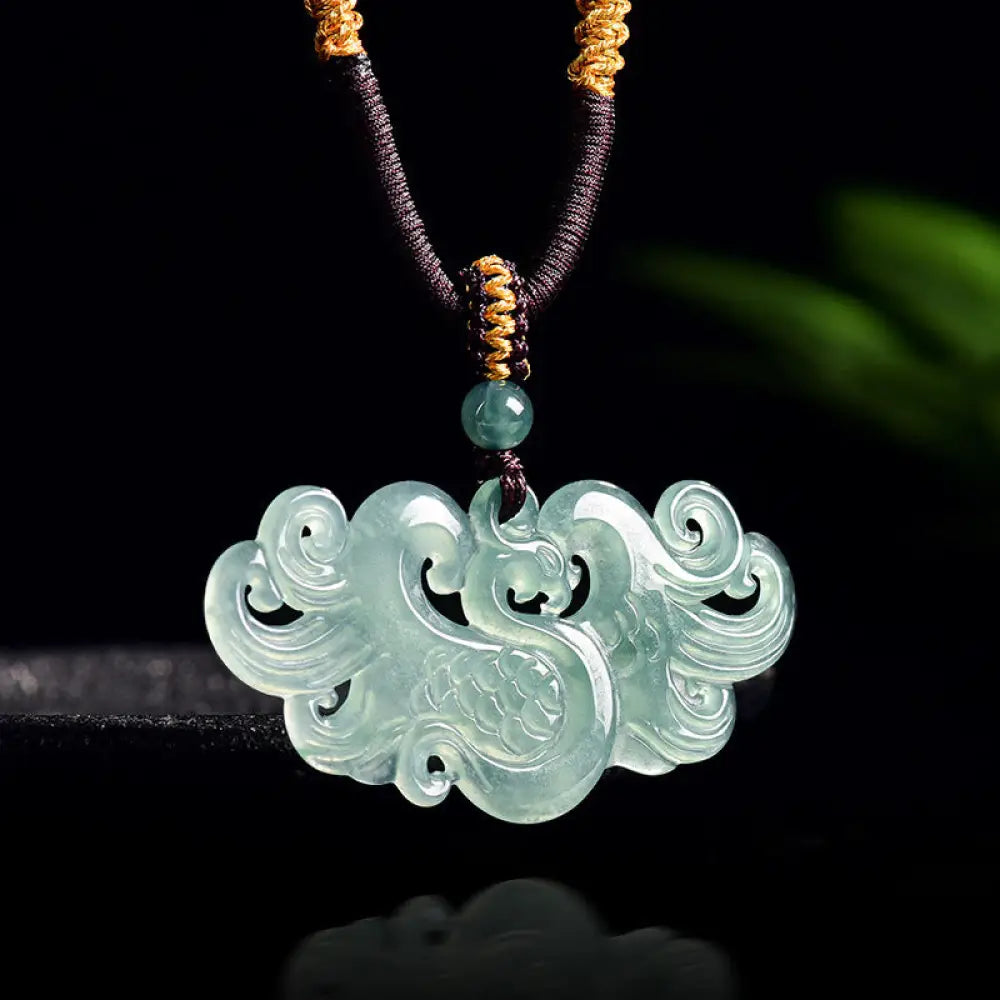 Buddha Stones Chinese Phoenix Jade Luck Necklace String Pendant - BWOOOH - Phoenix - Necklaces & Pendants
