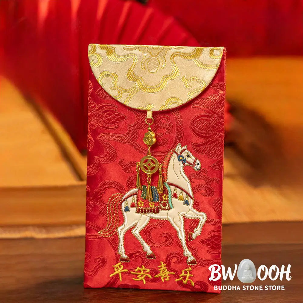 Buddha Stones Chinese Red Envelope Embroidery Peace Joy Year Of The Horse 2026 New Year - Horse Red Envelope - Red