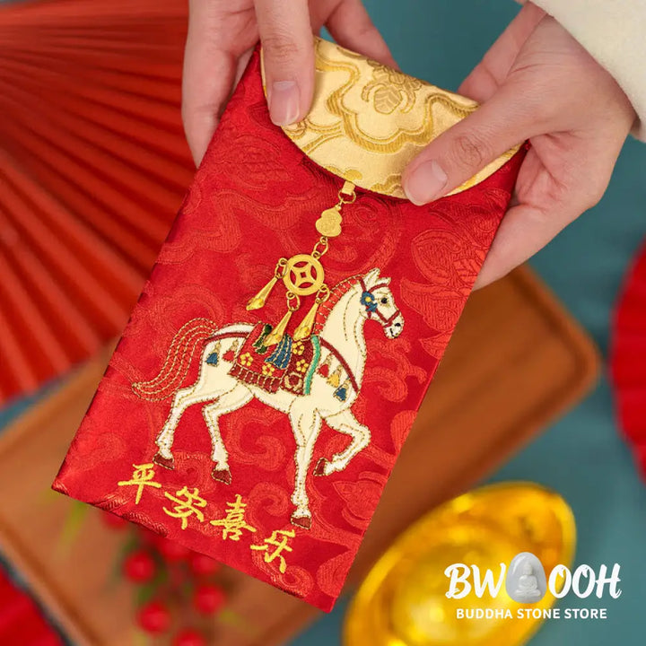 Buddha Stones Chinese Red Envelope Embroidery Peace Joy Year Of The Horse 2026 New Year - Horse Red Envelope - Red