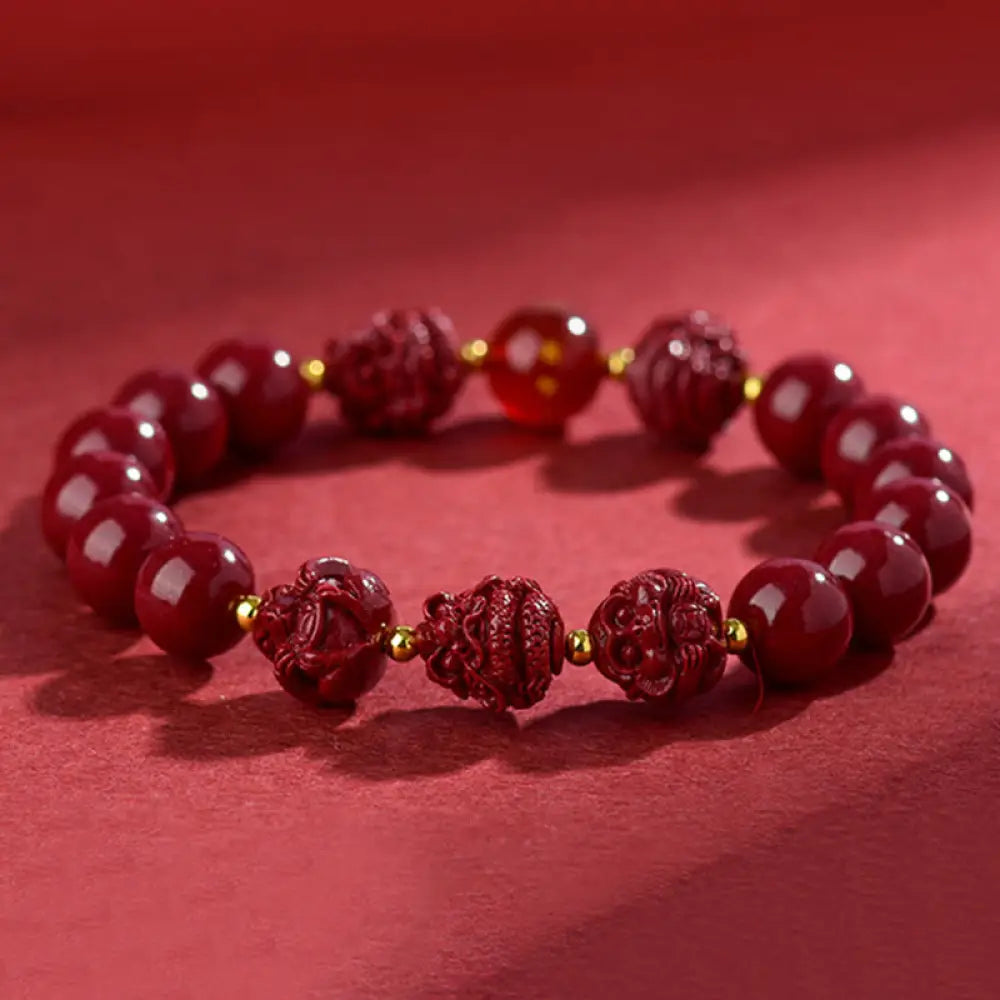 BWOOOH Chinese Zodiac Cinnabar Keep Away Evil Spirits Blessing Bracelet - BWOOOH - Bracelet