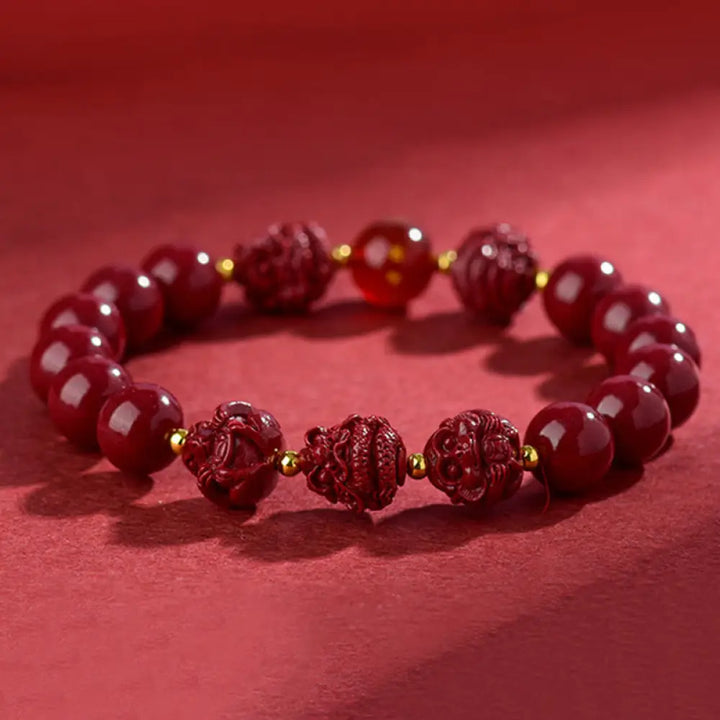 BWOOOH Chinese Zodiac Cinnabar Keep Away Evil Spirits Blessing Bracelet - BWOOOH - Bracelet