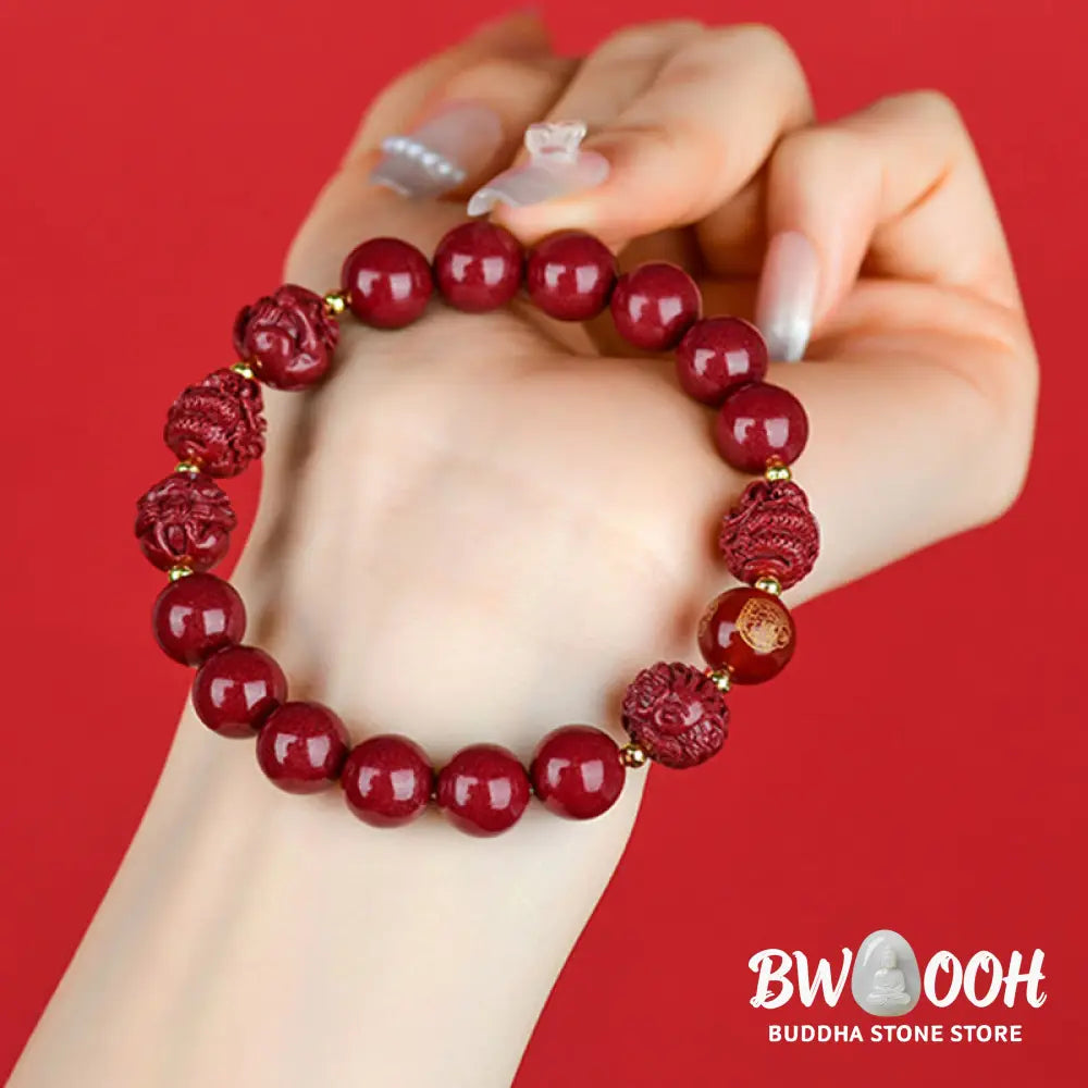 Buddha Stones Chinese Zodiac Cinnabar Keep Away Evil Spirits Blessing Bracelet - BWOOOH - Bracelet