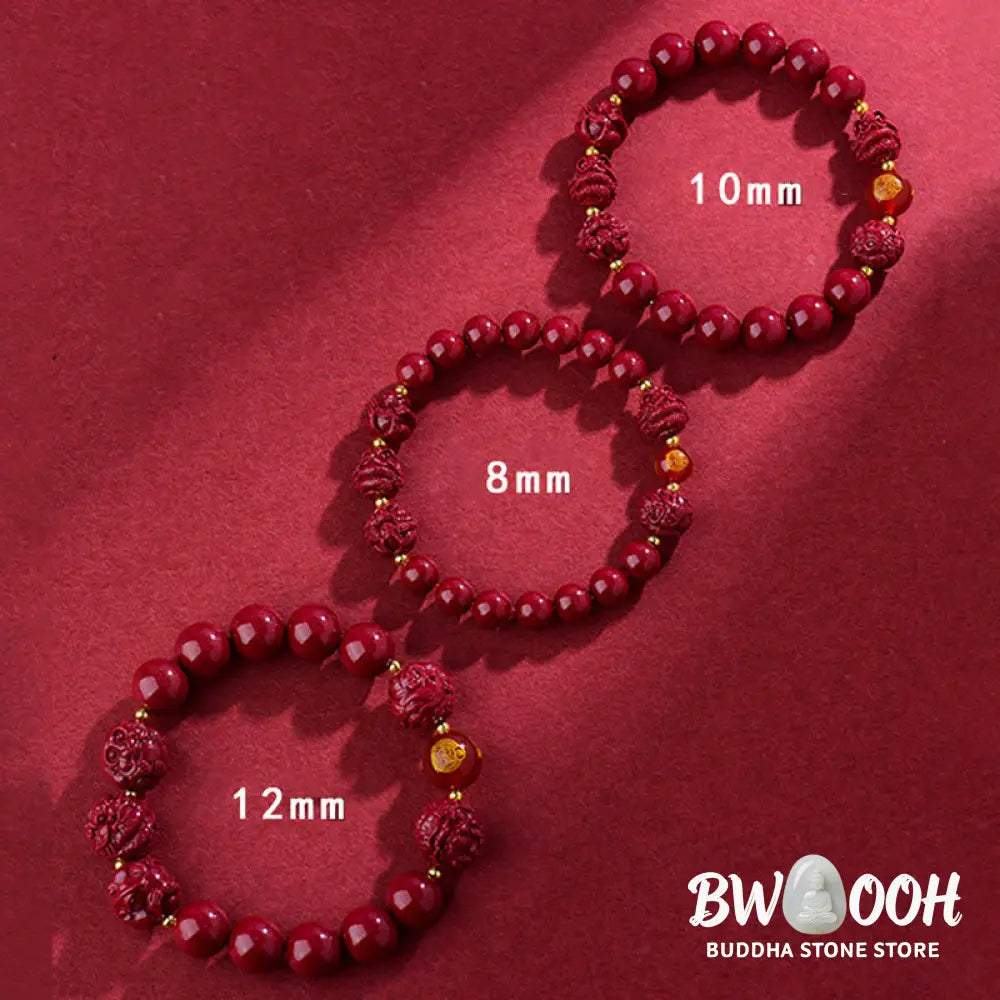Buddha Stones Chinese Zodiac Cinnabar Keep Away Evil Spirits Blessing Bracelet - BWOOOH - Bracelet