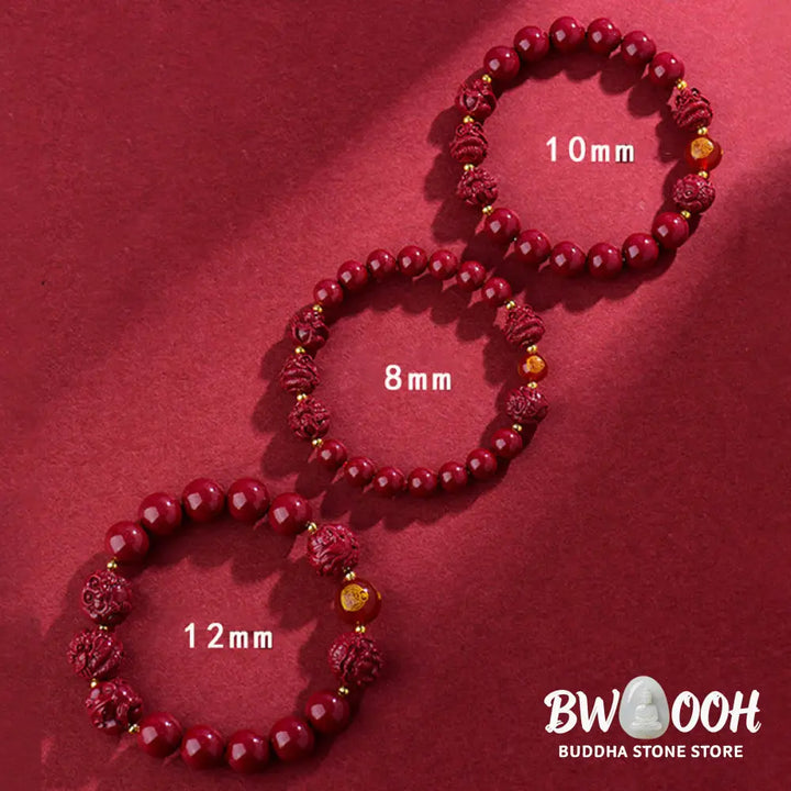 Buddha Stones Chinese Zodiac Cinnabar Keep Away Evil Spirits Blessing Bracelet - BWOOOH - Bracelet
