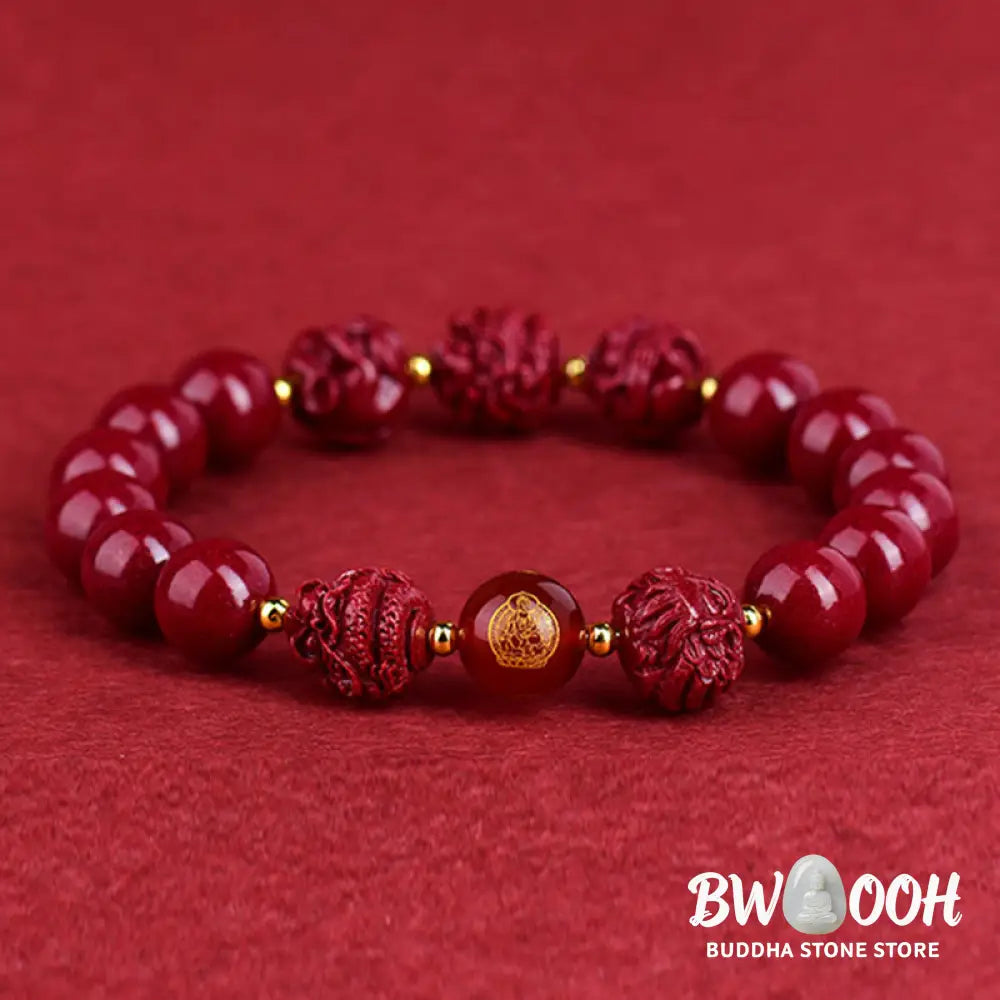 Buddha Stones Chinese Zodiac Cinnabar Keep Away Evil Spirits Blessing Bracelet - BWOOOH - Bracelet