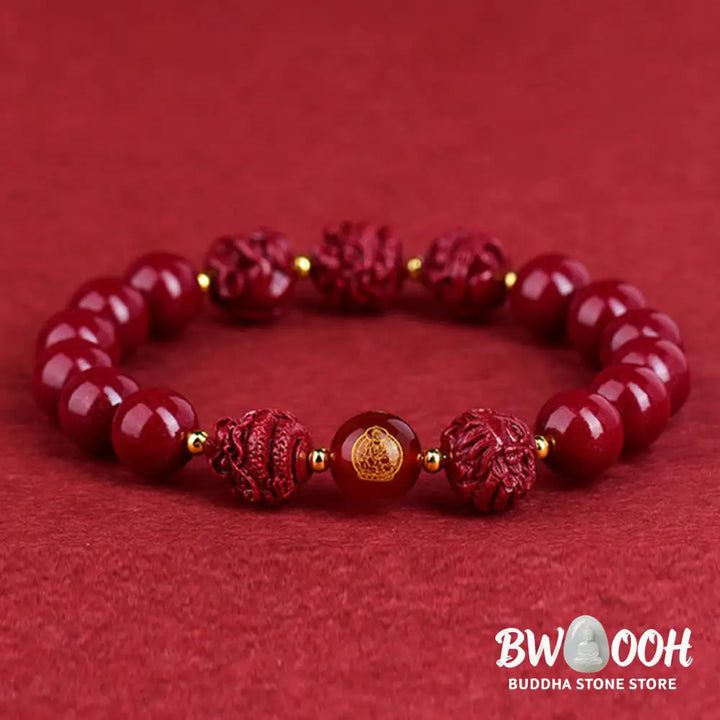 Buddha Stones Chinese Zodiac Cinnabar Keep Away Evil Spirits Blessing Bracelet - BWOOOH - Bracelet