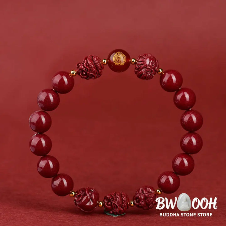 Buddha Stones Chinese Zodiac Cinnabar Keep Away Evil Spirits Blessing Bracelet - BWOOOH - Bracelet
