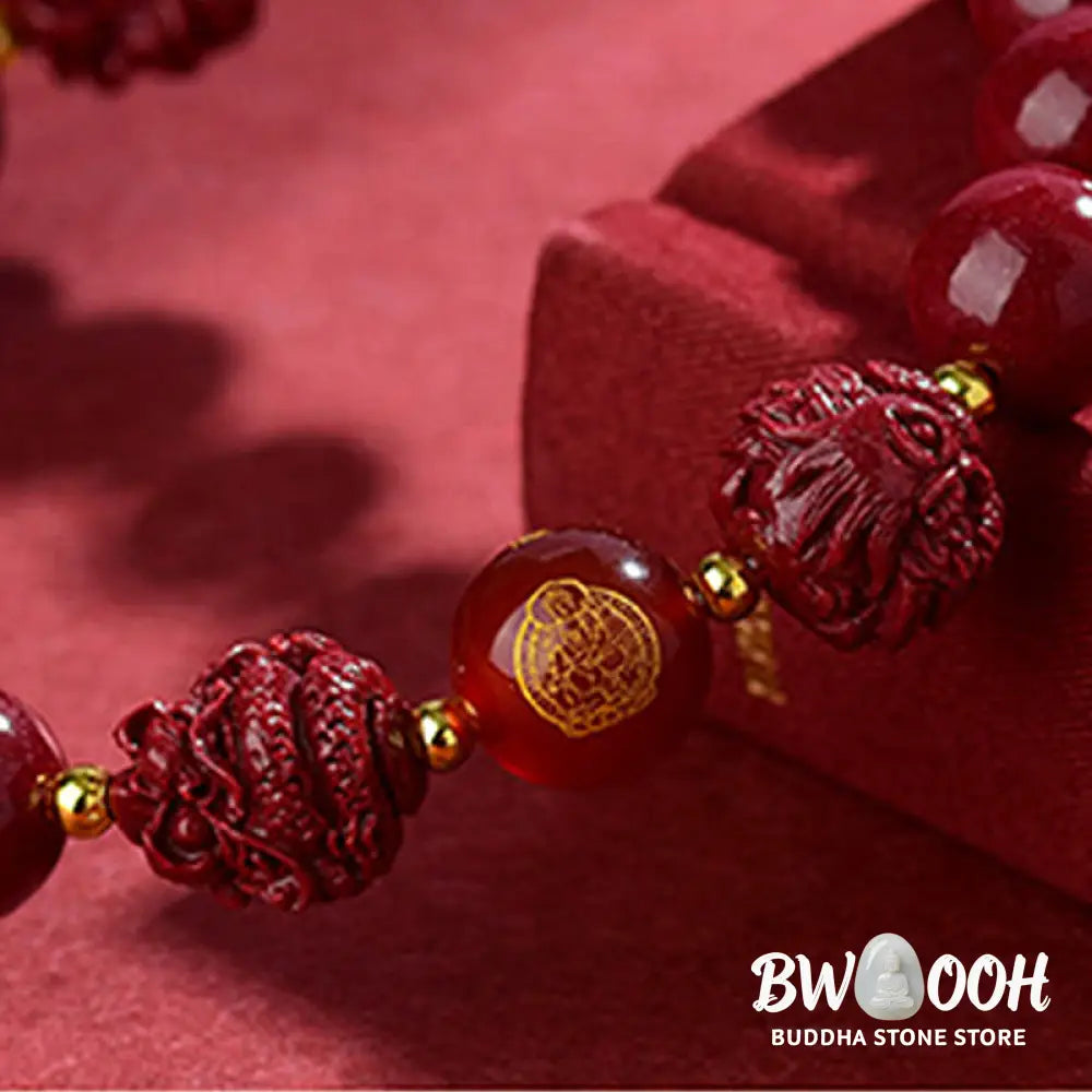 Buddha Stones Chinese Zodiac Cinnabar Keep Away Evil Spirits Blessing Bracelet - BWOOOH - Bracelet