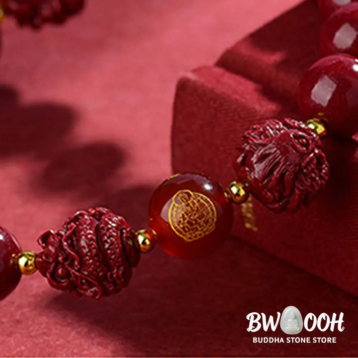 Buddha Stones Chinese Zodiac Cinnabar Keep Away Evil Spirits Blessing Bracelet - BWOOOH - Bracelet