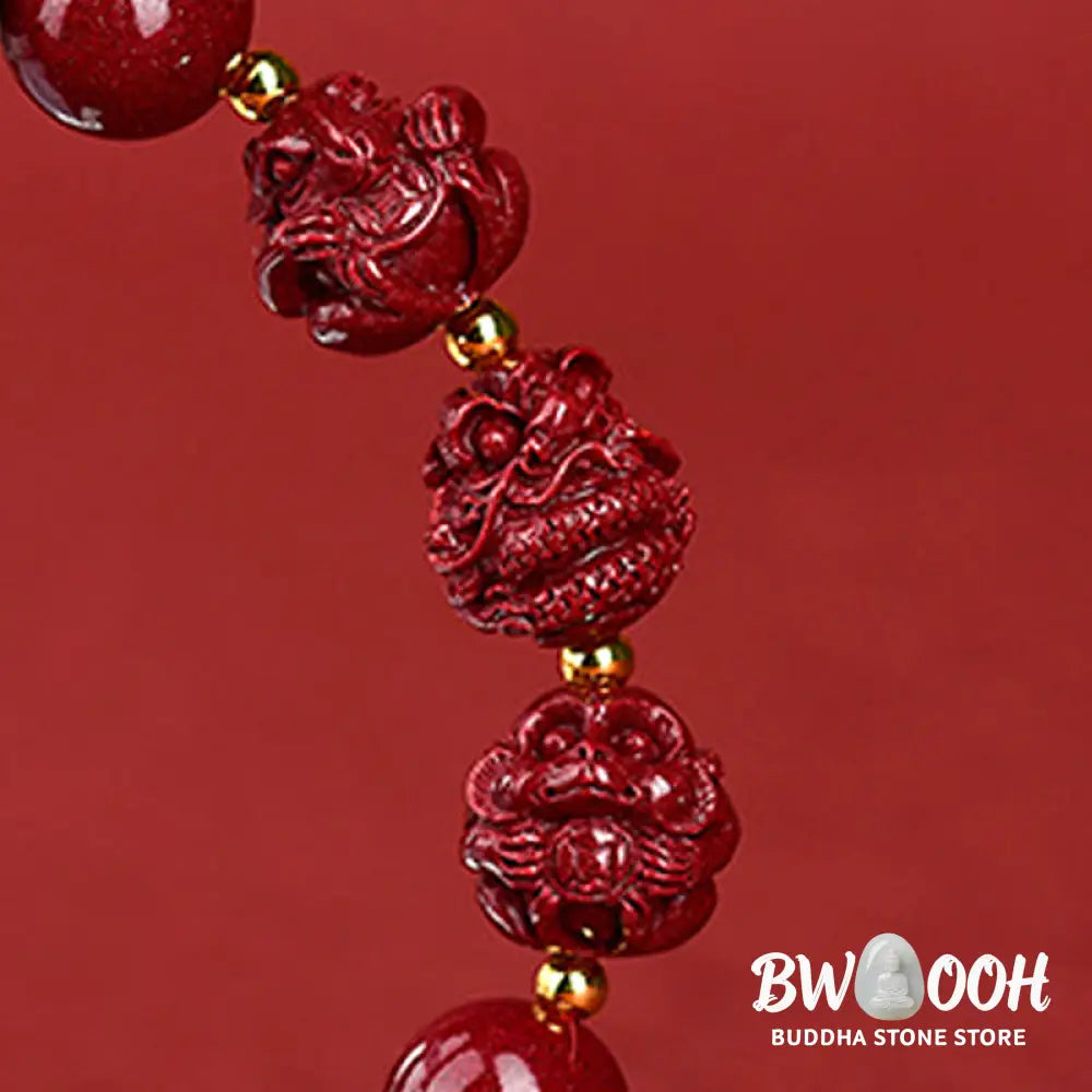 Buddha Stones Chinese Zodiac Cinnabar Keep Away Evil Spirits Blessing Bracelet - BWOOOH - Bracelet