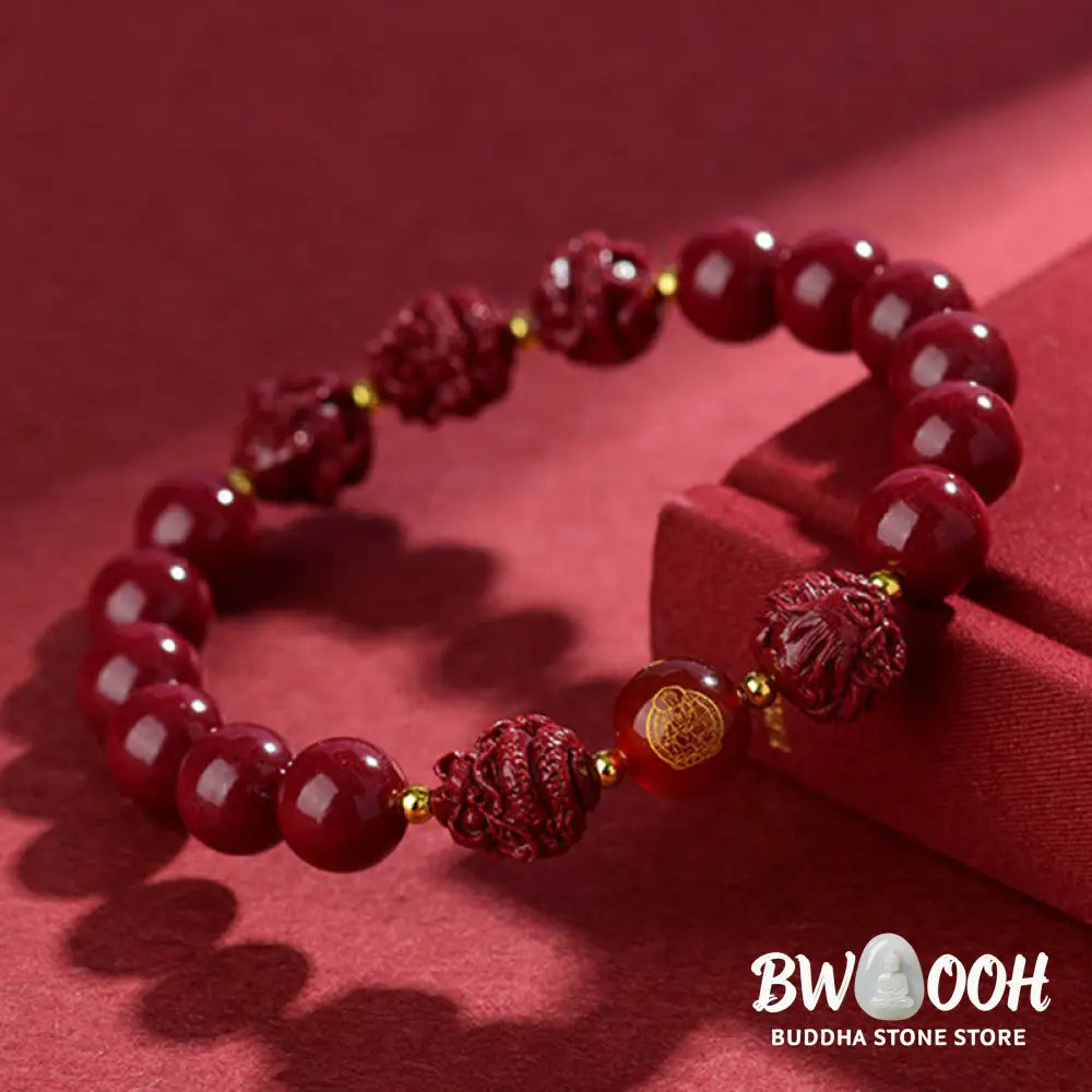 Buddha Stones Chinese Zodiac Cinnabar Keep Away Evil Spirits Blessing Bracelet - BWOOOH - Bracelet