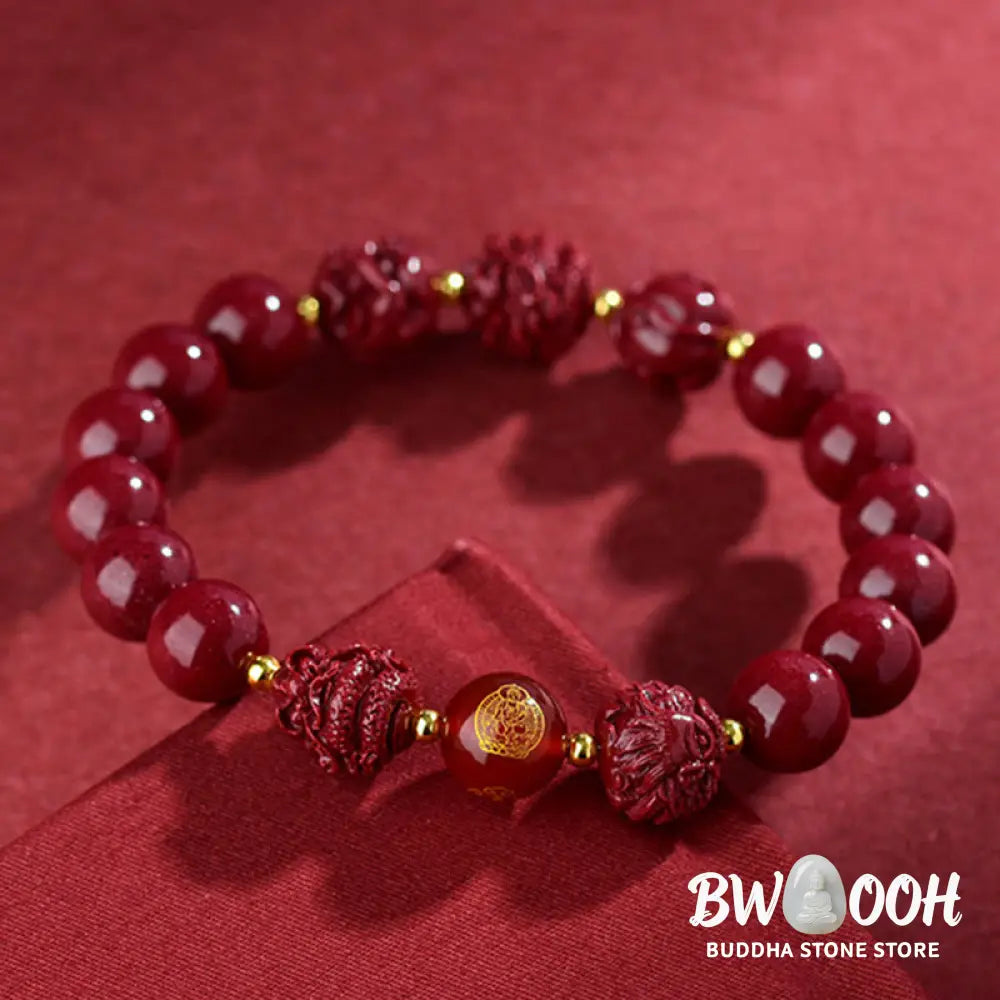 Buddha Stones Chinese Zodiac Cinnabar Keep Away Evil Spirits Blessing Bracelet - BWOOOH - Bracelet