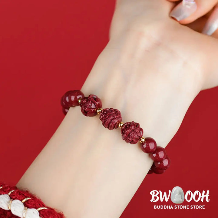 Buddha Stones Chinese Zodiac Cinnabar Keep Away Evil Spirits Blessing Bracelet - BWOOOH - Bracelet