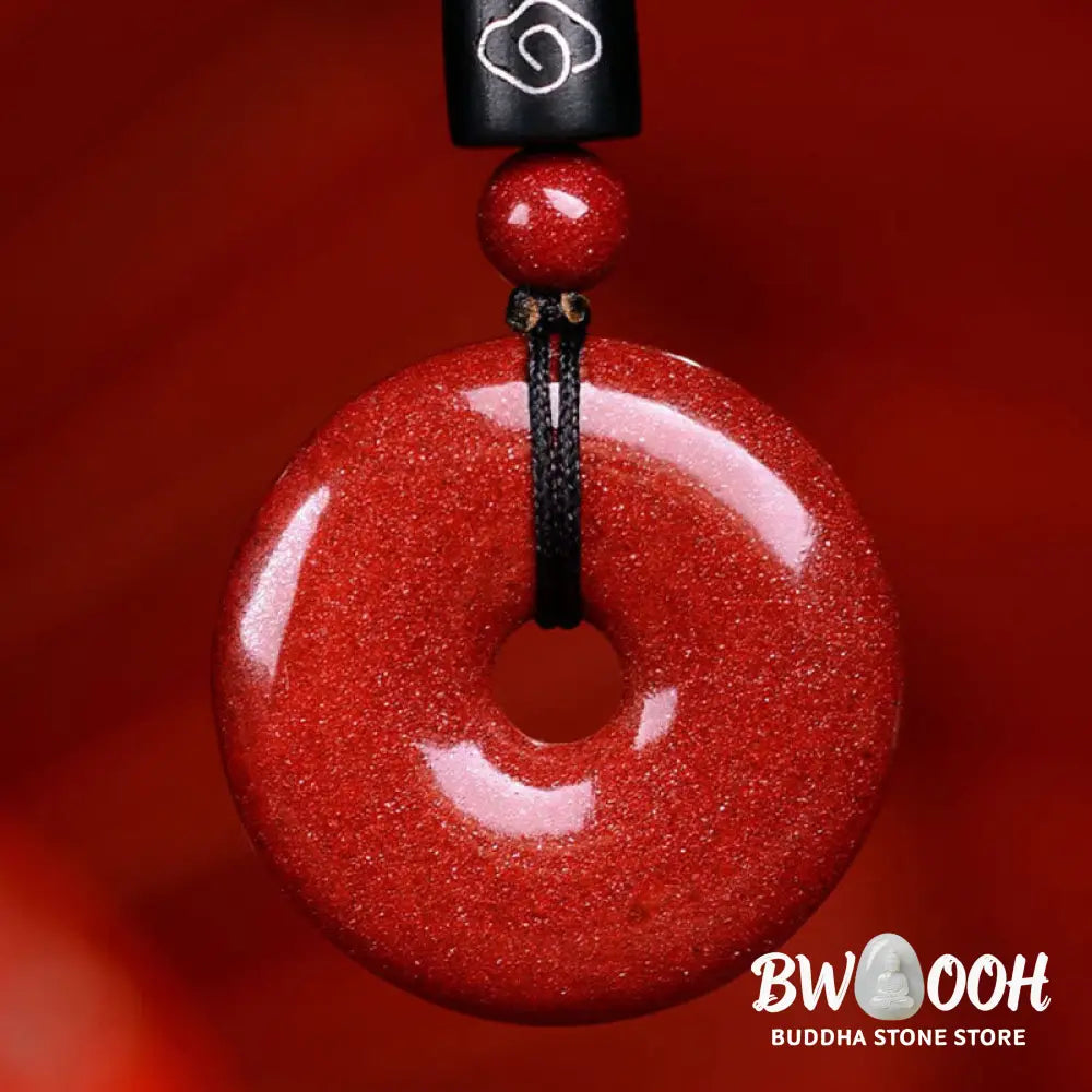 Buddha Stones Chinese Zodiac Cinnabar Peace Buckle Calm Necklace Pendant - BWOOOH - Necklaces &amp; Pendants