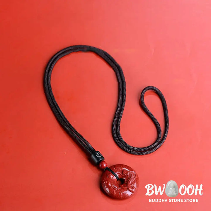 Buddha Stones Chinese Zodiac Cinnabar Peace Buckle Calm Necklace Pendant - BWOOOH - Necklaces &amp; Pendants