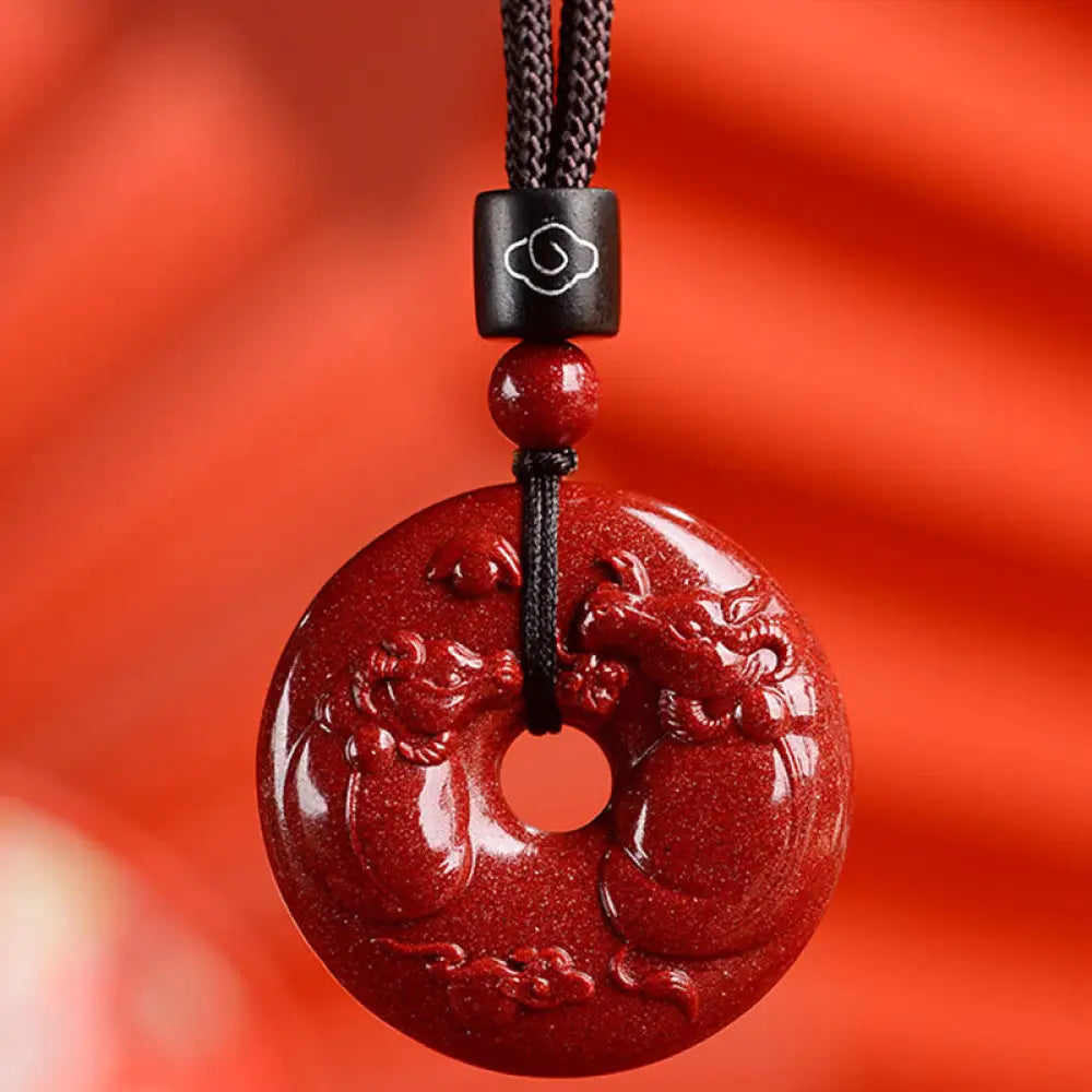 Buddha Stones Chinese Zodiac Cinnabar Peace Buckle Calm Necklace Pendant - BWOOOH - Ox / Medium 32*9mm - Necklaces &amp;