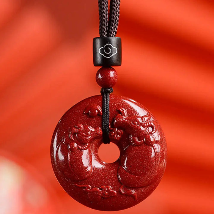 Buddha Stones Chinese Zodiac Cinnabar Peace Buckle Calm Necklace Pendant - BWOOOH - Ox / Medium 32*9mm - Necklaces &amp;