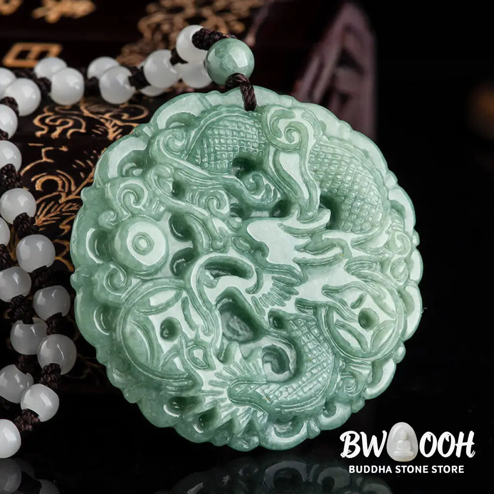 Buddha Stones Chinese Zodiac Dragon Jade Fortune Necklace String Pendant - BWOOOH - Jade - Necklaces &amp; Pendants