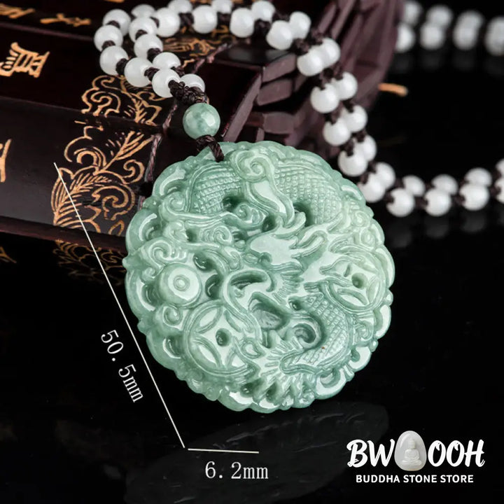 Buddha Stones Chinese Zodiac Dragon Jade Fortune Necklace String Pendant - BWOOOH - Jade - Necklaces &amp; Pendants