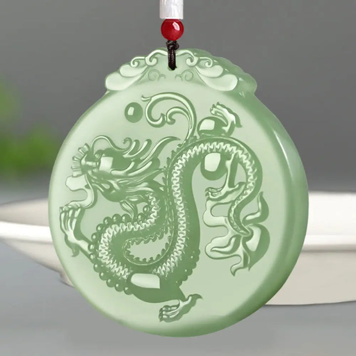 BWOOOH Chinese Zodiac Dragon Jade Luck Necklace String Pendant