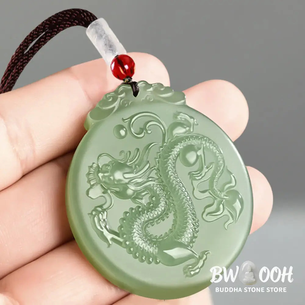 Buddha Stones Chinese Zodiac Dragon Jade Luck Necklace String Pendant - BWOOOH - Jade - Necklaces &amp; Pendants