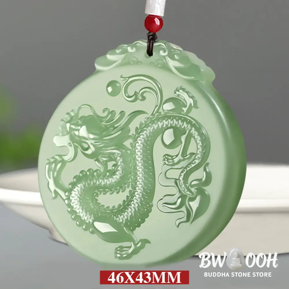 Buddha Stones Chinese Zodiac Dragon Jade Luck Necklace String Pendant - BWOOOH - Jade - Necklaces &amp; Pendants