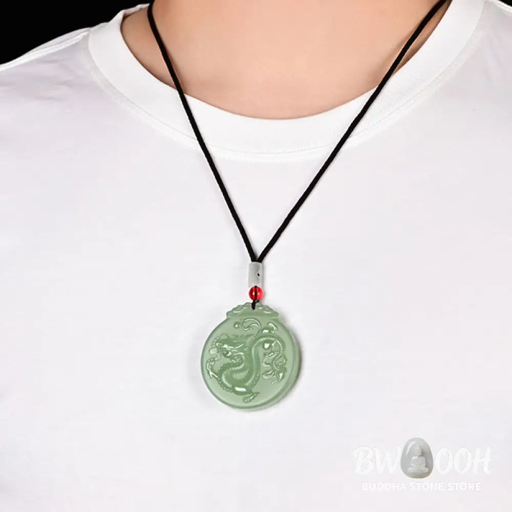 Buddha Stones Chinese Zodiac Dragon Jade Luck Necklace String Pendant - BWOOOH - Jade - Necklaces &amp; Pendants