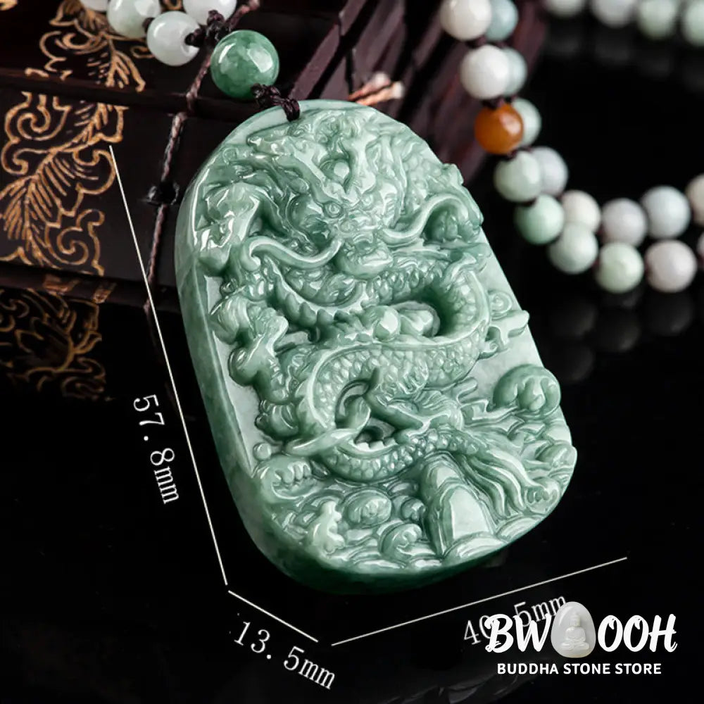 Buddha Stones Chinese Zodiac Dragon Jade Prosperity Necklace Bead String Pendant - BWOOOH - Jade - Necklaces &amp; Pendants