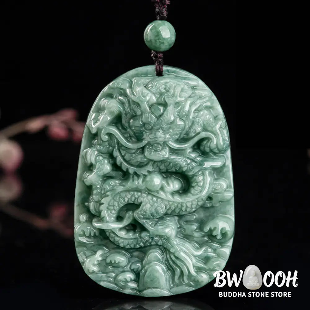 Buddha Stones Chinese Zodiac Dragon Jade Prosperity Necklace Bead String Pendant - BWOOOH - Jade - Necklaces &amp; Pendants