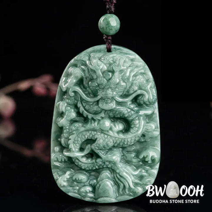 Buddha Stones Chinese Zodiac Dragon Jade Prosperity Necklace Bead String Pendant - BWOOOH - Jade - Necklaces &amp; Pendants