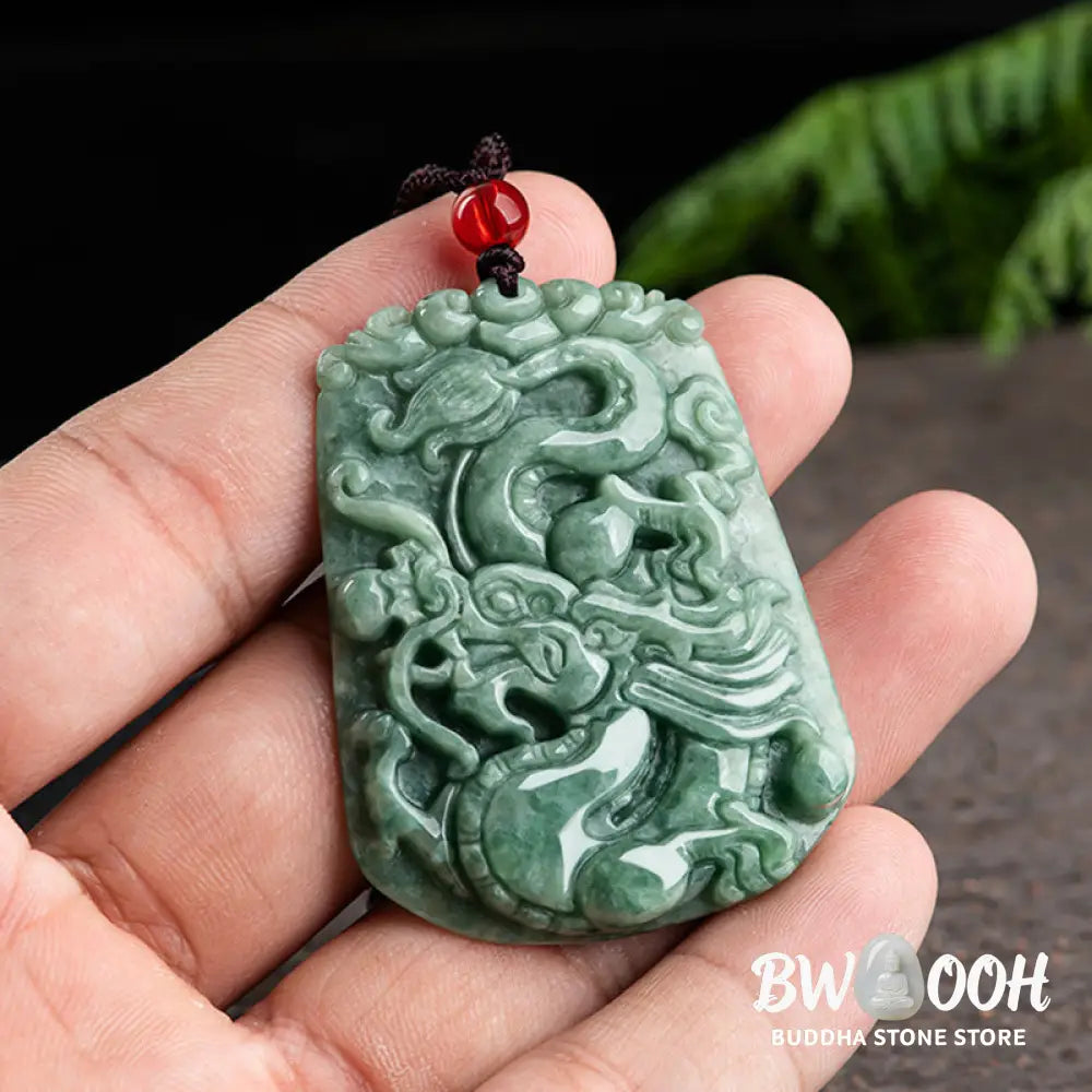 Buddha Stones Chinese Zodiac Dragon Jade Strength Necklace String Pendant - BWOOOH - Jade - Necklaces &amp; Pendants