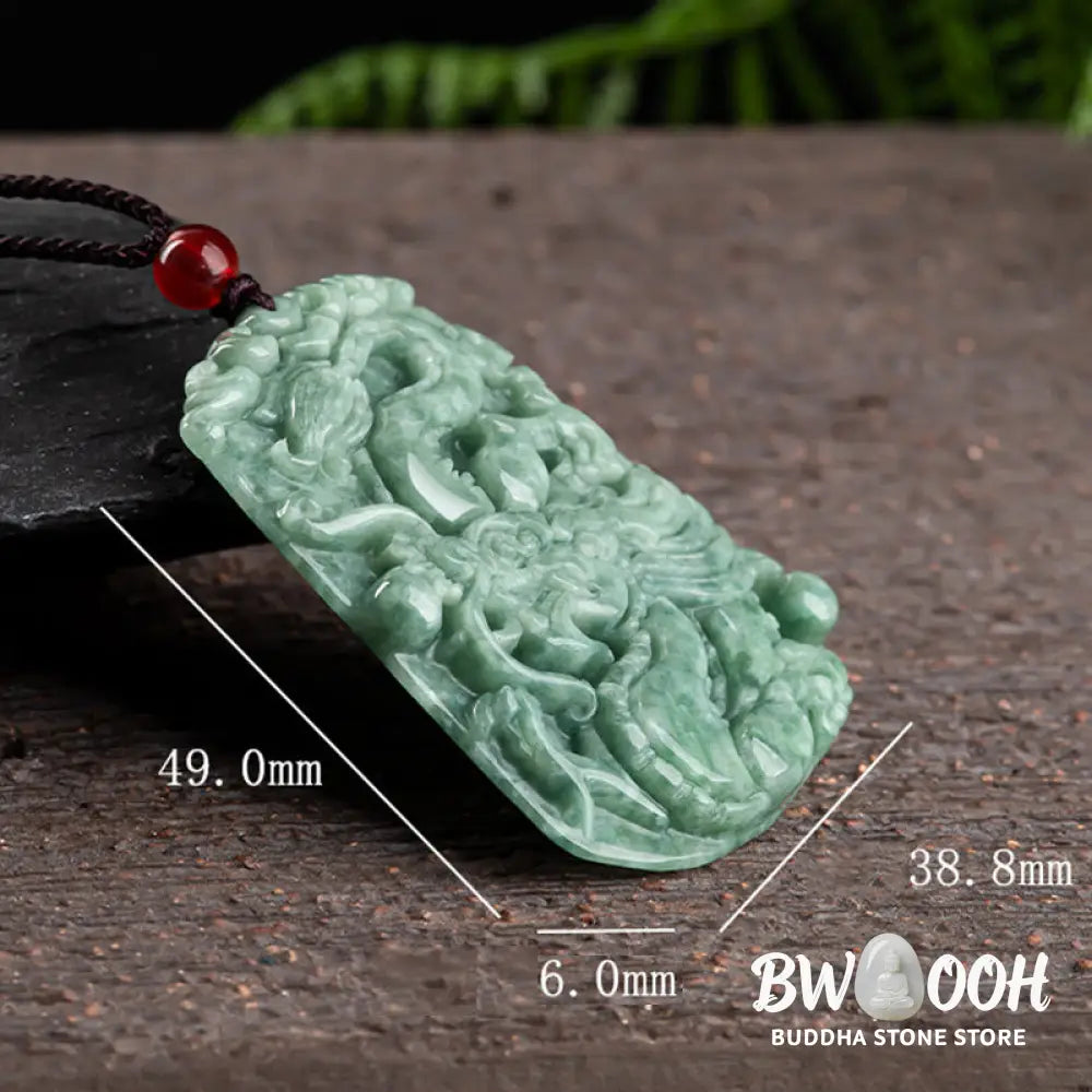 Buddha Stones Chinese Zodiac Dragon Jade Strength Necklace String Pendant - BWOOOH - Jade - Necklaces &amp; Pendants