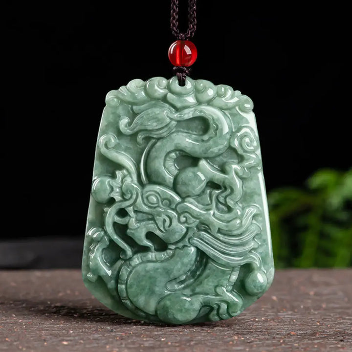 BWOOOH Chinese Zodiac Dragon Jade Strength Necklace String Pendant