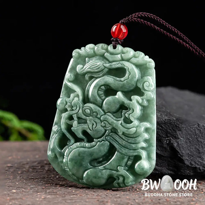 Buddha Stones Chinese Zodiac Dragon Jade Strength Necklace String Pendant - BWOOOH - Jade - Necklaces &amp; Pendants