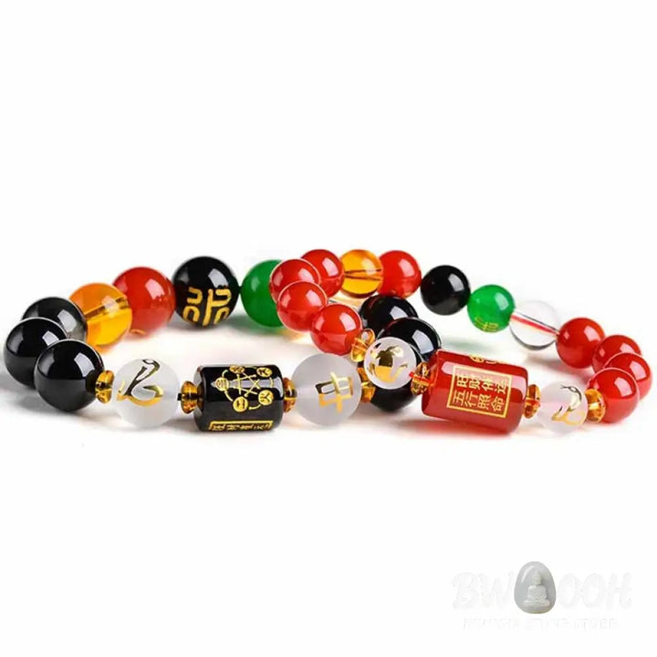 Buddha Stones Chinese Zodiac Feng Shui Obsidian Five-Element Wealth Porsperity Bracelet - BWOOOH - Bracelet