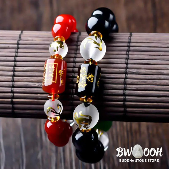 Buddha Stones Chinese Zodiac Feng Shui Obsidian Five-Element Wealth Porsperity Bracelet - BWOOOH - Bracelet