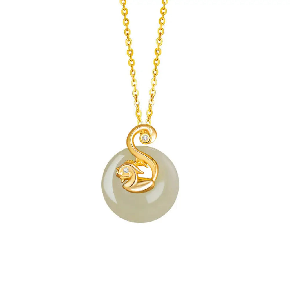 Buddha Stones Chinese Zodiac Hetian Jade 925 Sterling Silver Abundance Necklace Pendant - BWOOOH - Hetian Jade 925