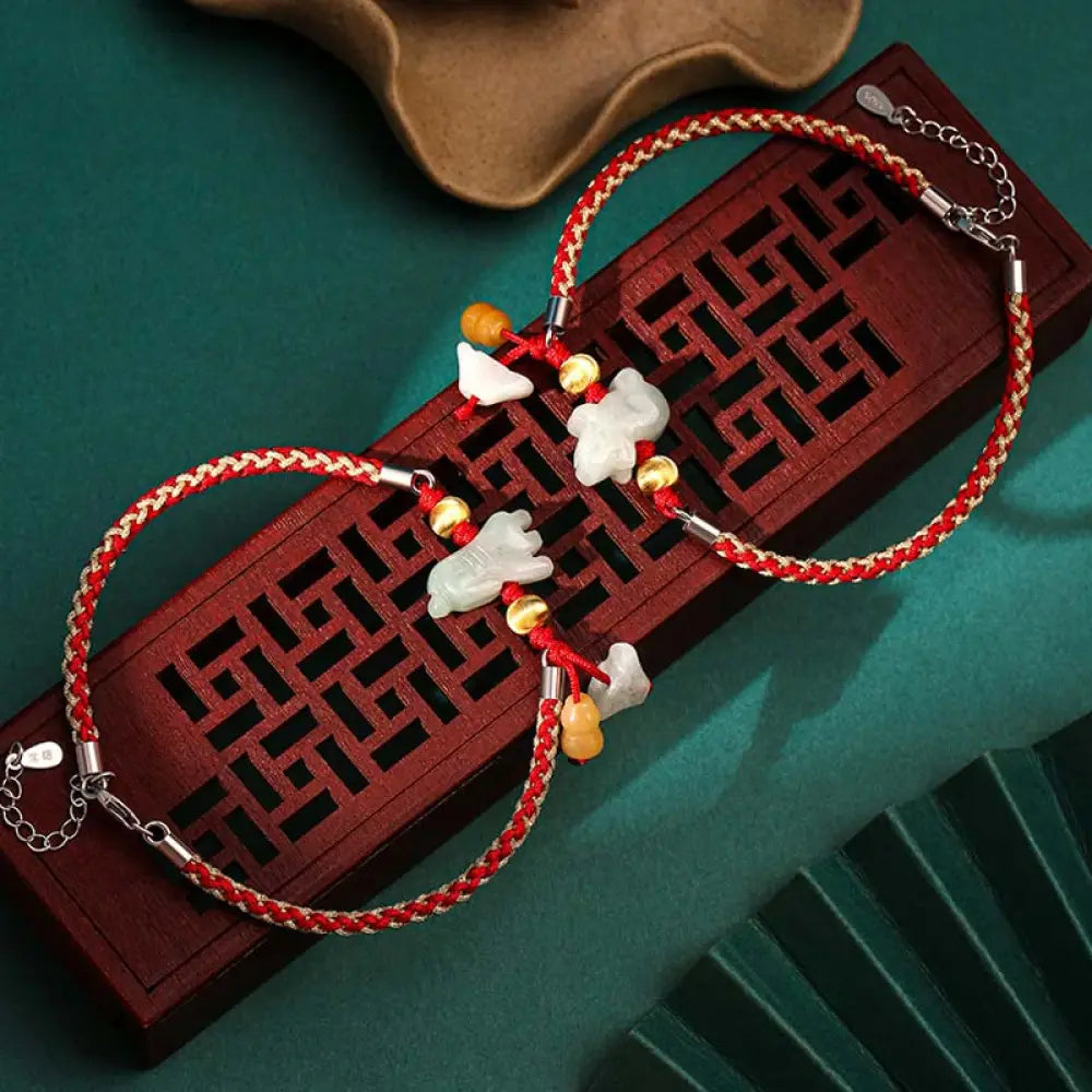 BWOOOH Chinese Zodiac Jade Prosperity Red String Bracelet Anklet | spiritual healing bracelet