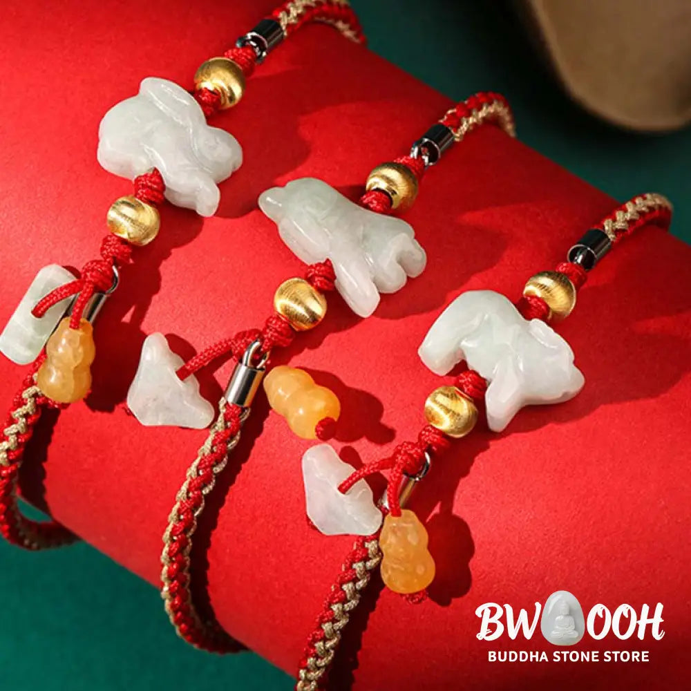 BWOOOH Chinese Zodiac Jade Prosperity Red String Bracelet Anklet | spiritual healing bracelet