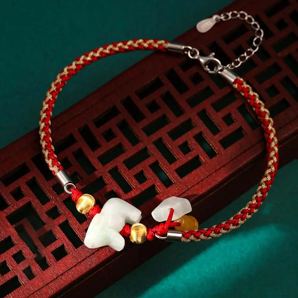BWOOOH Chinese Zodiac Jade Prosperity Red String Bracelet Anklet | spiritual healing bracelet