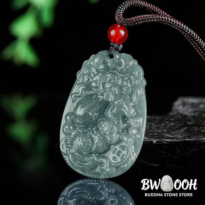 Buddha Stones Chinese Zodiac Jade Year of the Horse Luck Rope Necklace Pendant - BWOOOH - Necklaces &amp; Pendants
