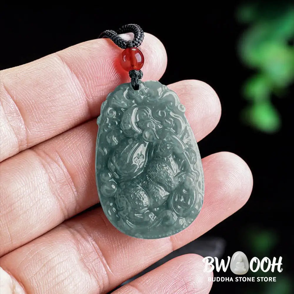 Buddha Stones Chinese Zodiac Jade Year of the Horse Luck Rope Necklace Pendant - BWOOOH - Necklaces &amp; Pendants