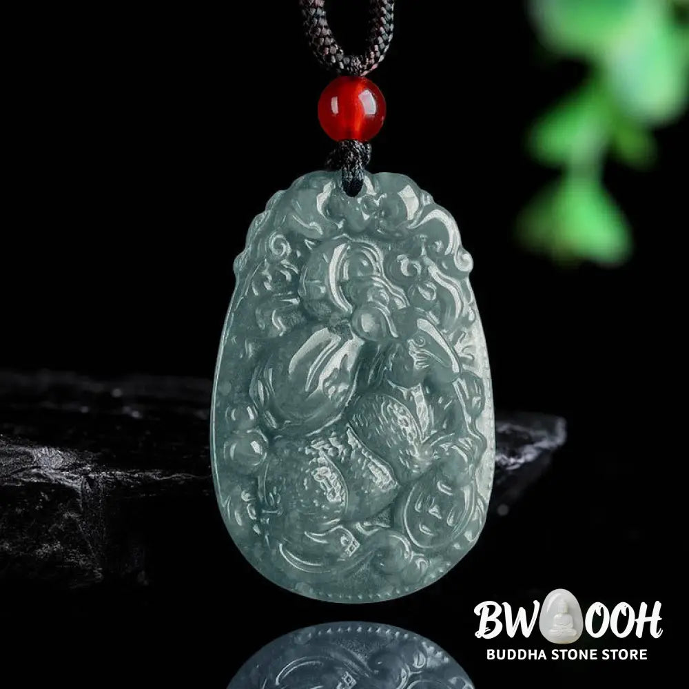 Buddha Stones Chinese Zodiac Jade Year of the Horse Luck Rope Necklace Pendant - BWOOOH - Necklaces &amp; Pendants