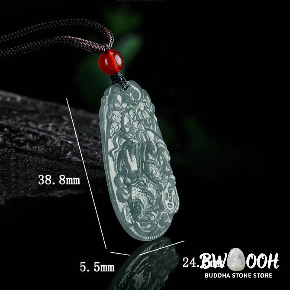 Buddha Stones Chinese Zodiac Jade Year of the Horse Luck Rope Necklace Pendant - BWOOOH - Necklaces &amp; Pendants