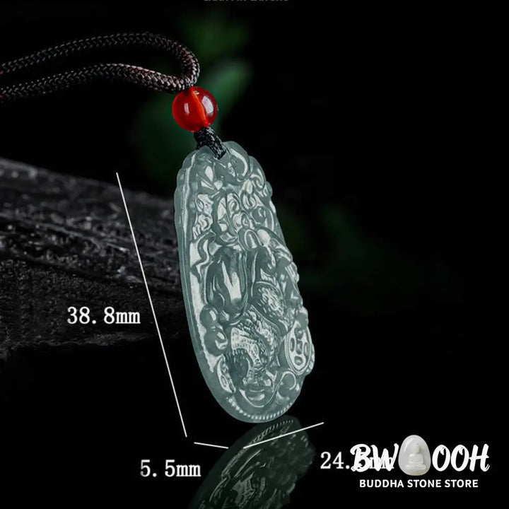 Buddha Stones Chinese Zodiac Jade Year of the Horse Luck Rope Necklace Pendant - BWOOOH - Necklaces &amp; Pendants