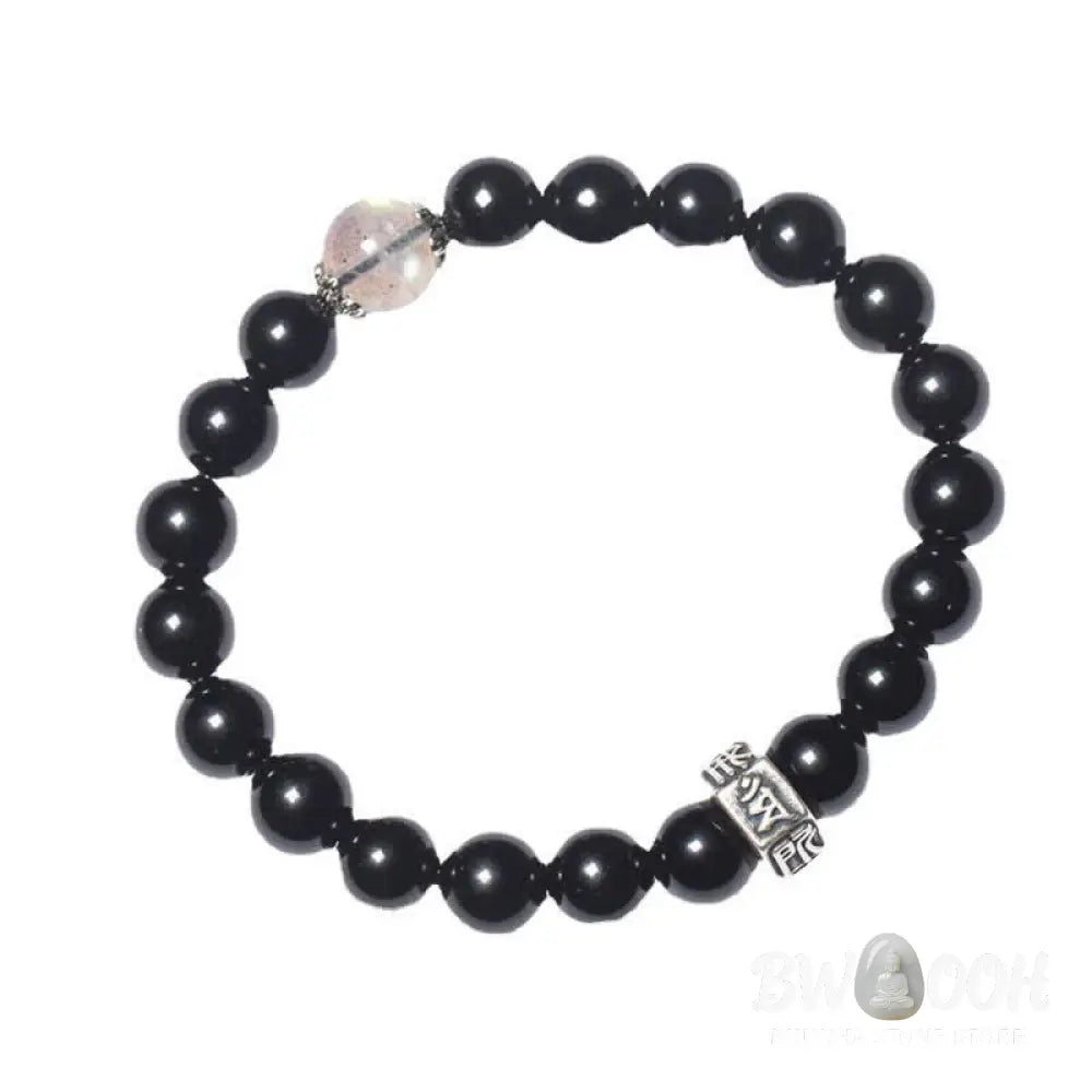 BWOOOH Chinese Zodiac Natal Buddha 925 Sterling Silver Black Obsidian Moonstone Strengt | spiritual healing bracelet