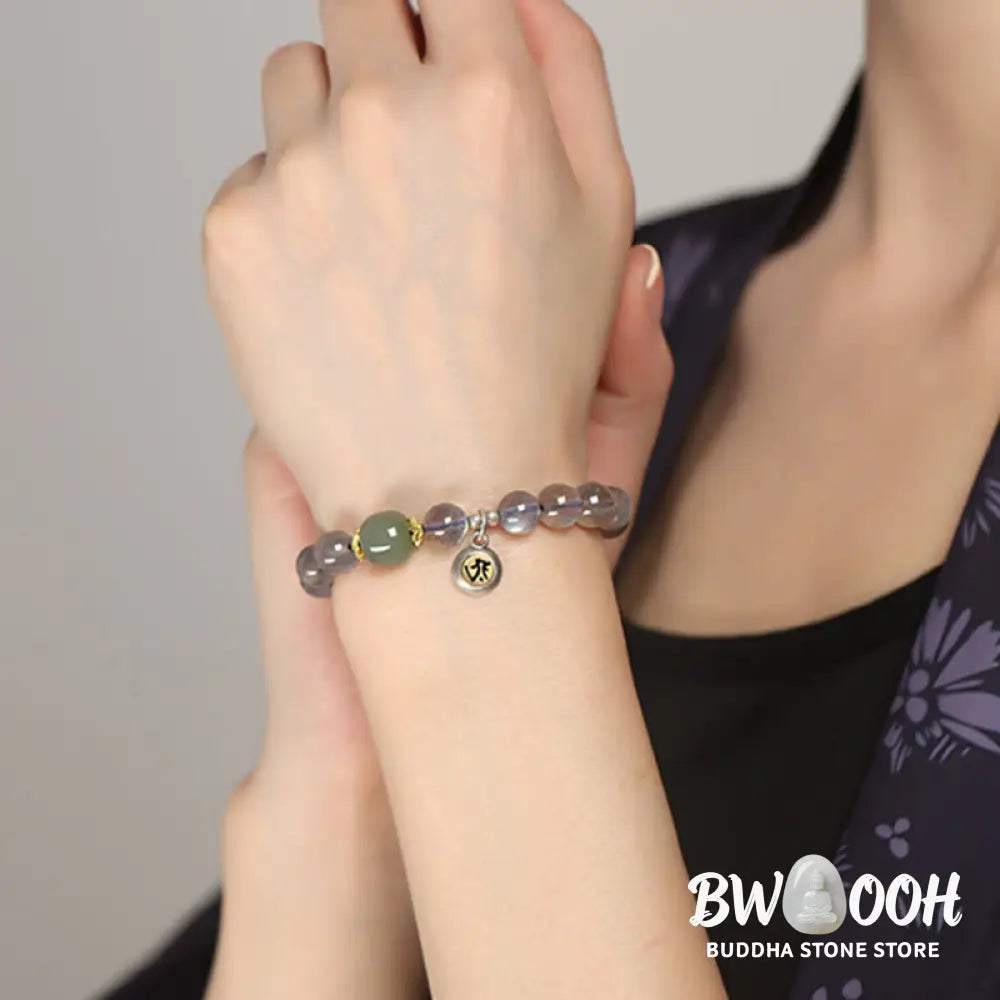 Buddha Stones Chinese Zodiac Natal Buddha 925 Sterling Silver Natural Moonstone Hetian Jade Positive Bracelet - BWOOOH