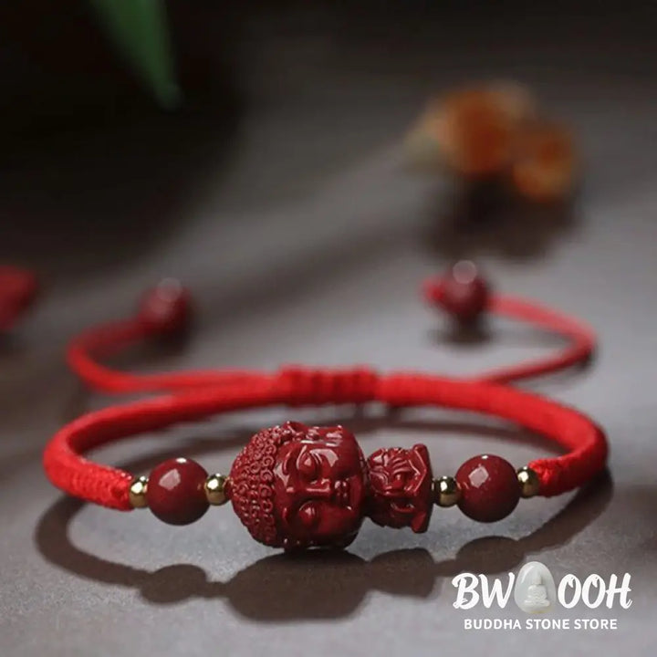 BWOOOH Chinese Zodiac Natal Buddha Cinnabar Amulet Blessing String Bracelet | spiritual healing bracelet